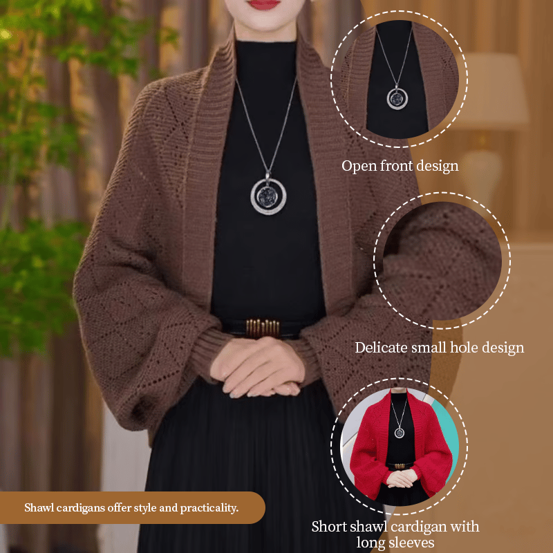 Fashion hollowed-out knitted shawl jacket