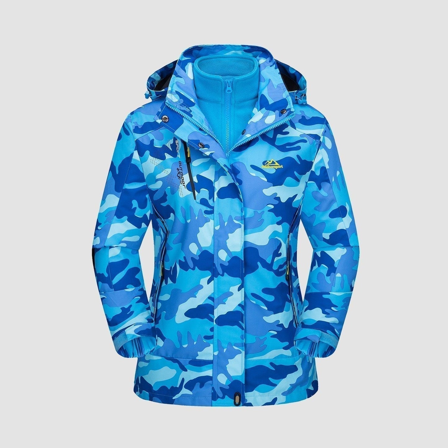 3-in-1 waterproof winter coat, fleece-lined, two-piece suit, ski and hiking jacket with hood