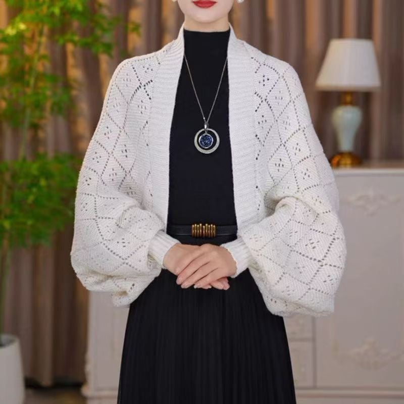 Fashion hollowed-out knitted shawl jacket