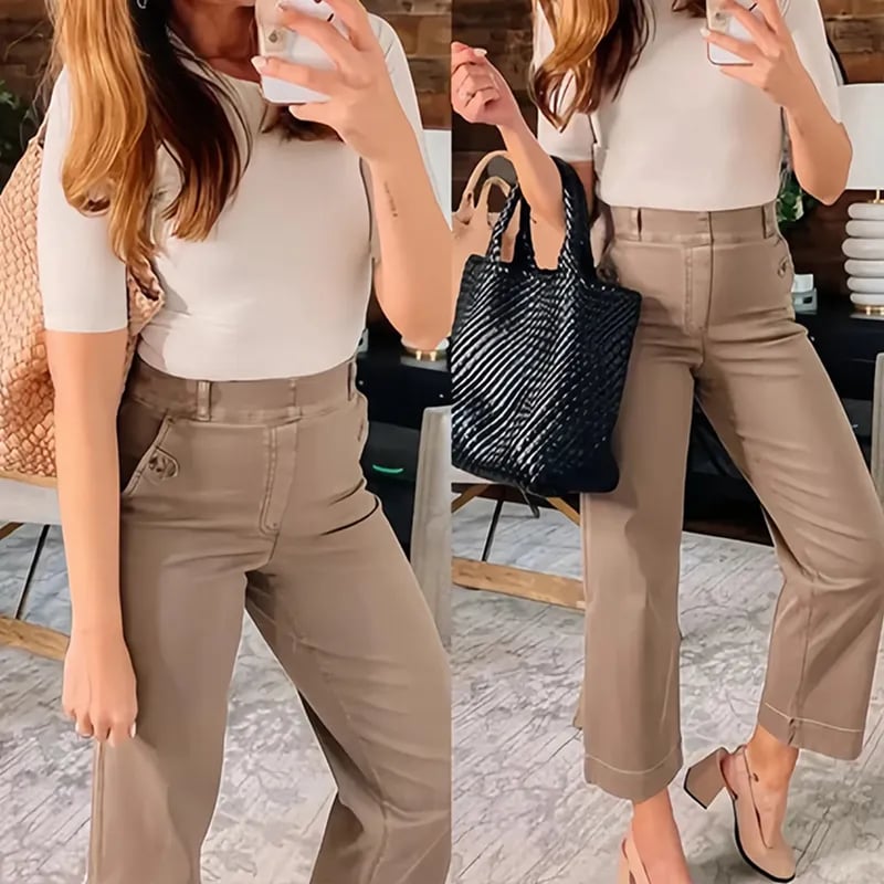 👖🍂 2025 AUTUMN HOT SALE 50% OFF💷Stretch Twill Cropped Wide Leg Pants