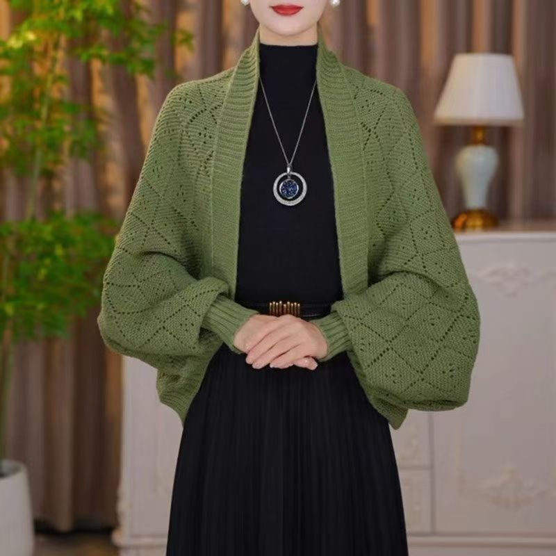 Fashion hollowed-out knitted shawl jacket