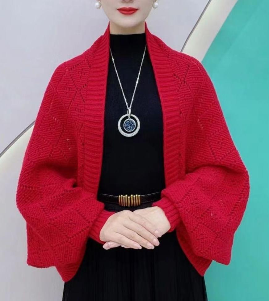 Fashion hollowed-out knitted shawl jacket