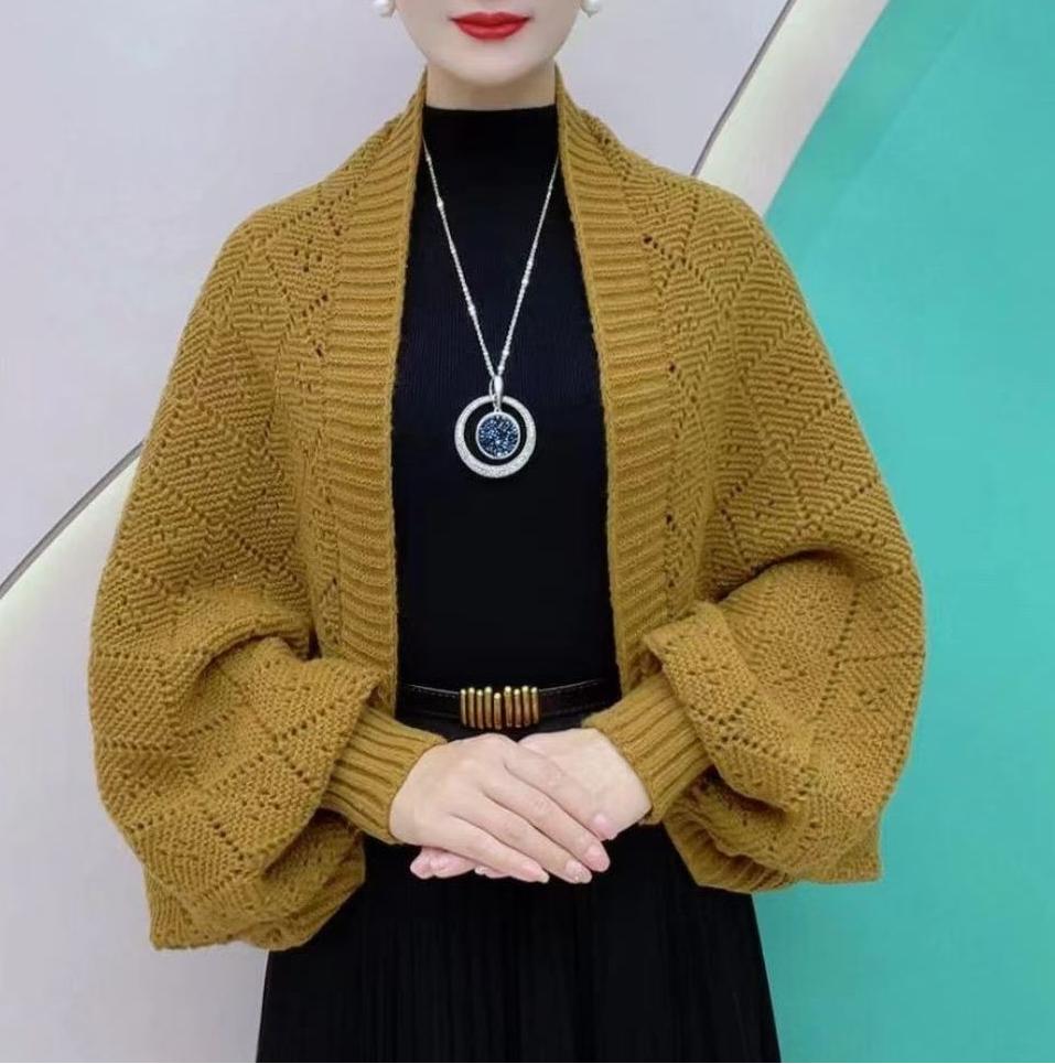 Fashion hollowed-out knitted shawl jacket