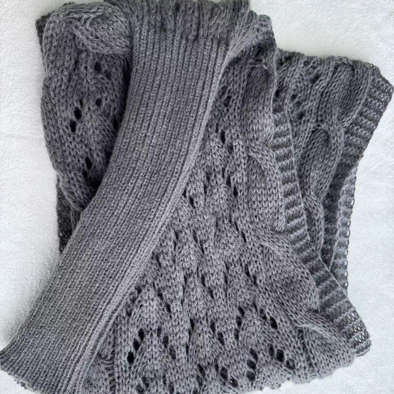 Women’s Cut-out Knitted Shawl with Double Sleeves