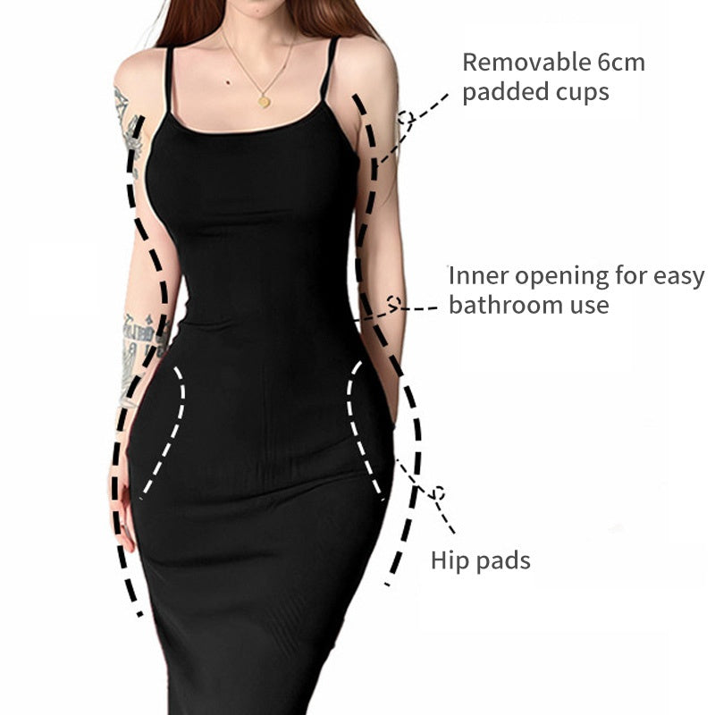 Solid Slim-Fit Spaghetti Strap Dress