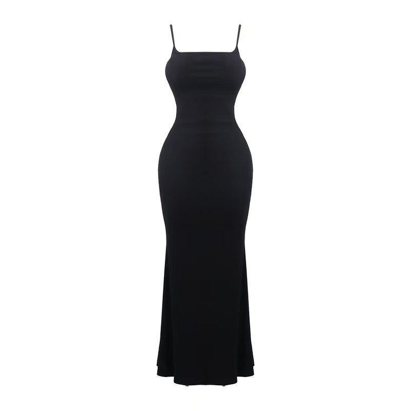 Solid Slim-Fit Spaghetti Strap Dress