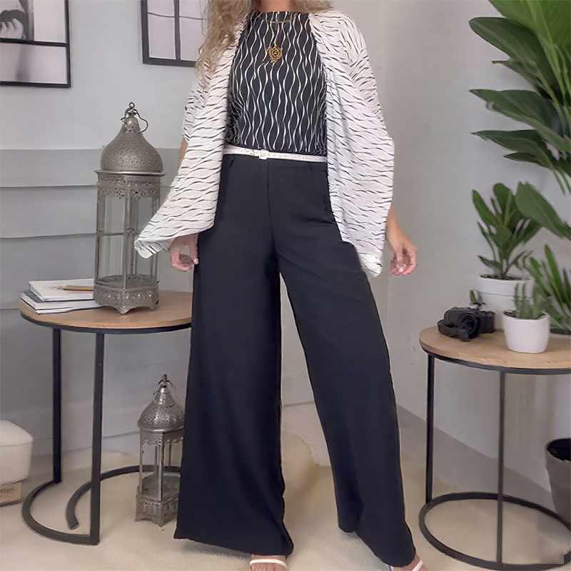 Women’s Wide-Leg Stretchy Pants with Drawstring Waist