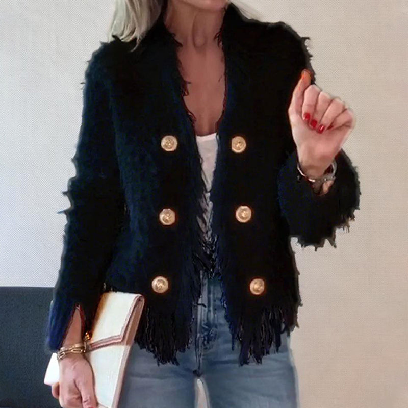 💜Limited stock available 50%OFF 💜 Women’s Fashion Button Tassel Short Coat