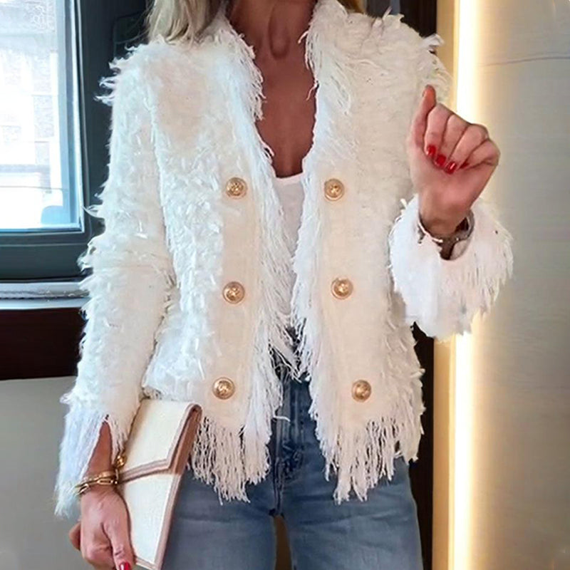 💜Limited stock available 50%OFF 💜 Women’s Fashion Button Tassel Short Coat