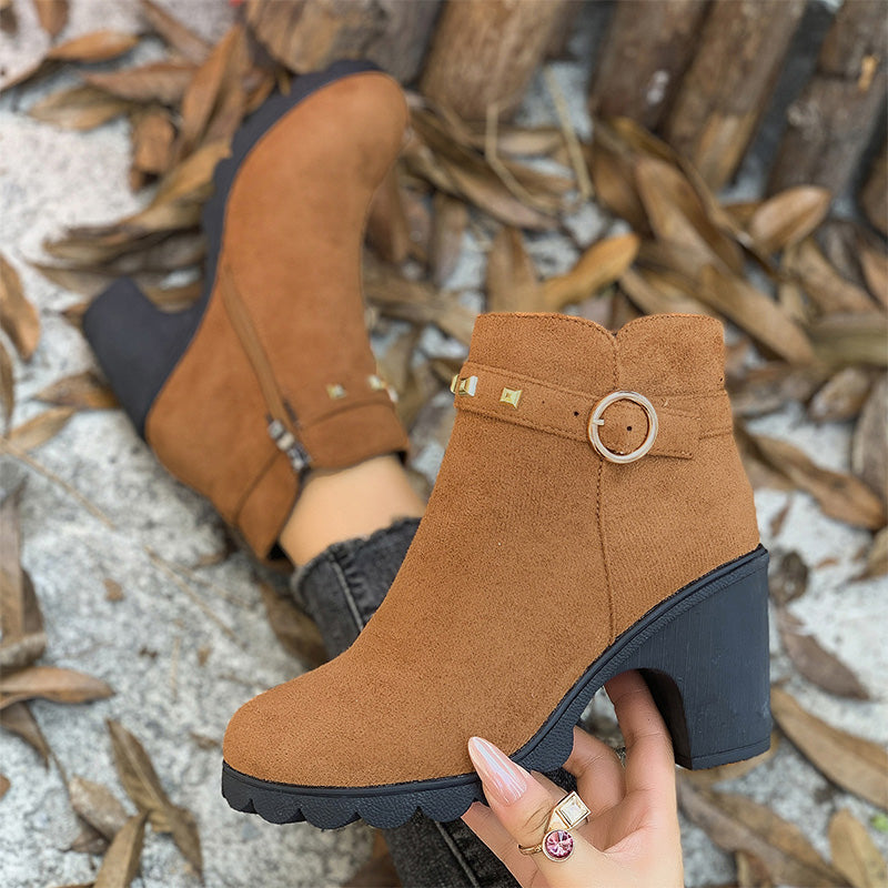 Women's Fashion Chunky Heel Ankle Boots