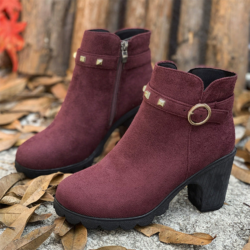 Women's Fashion Chunky Heel Ankle Boots