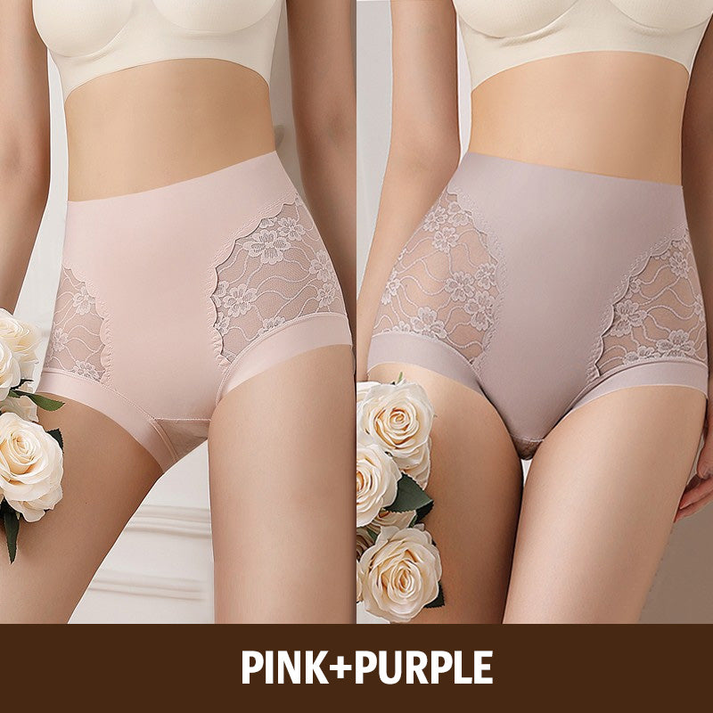 Women’s High-Waist Lace Seamless Stretch Silky Underwear