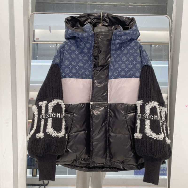 ❄️LAST DAY PROMOTION - 50%OFF 💖 Women’s Patchwork Knit Sleeve Hooded Puffer Jacket