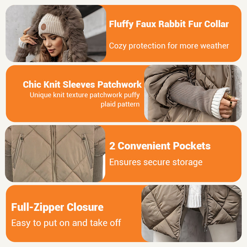 ❄️Winter Sales❄️Women's Mid-length Parka Coat with Knit Sleeves ✈️Free shipping✈️