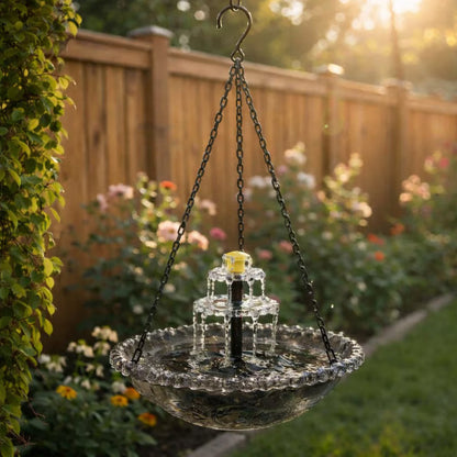 🔥💐 SOLDES DE PRINTEMPS - 52 % DE RÉDUCTION ⚡ PLUS DE 50 000 VENDUS ! 🐦 Baignoire à oiseaux suspendue solaire – Fontaine ou distributeur de nourriture pour oiseaux
