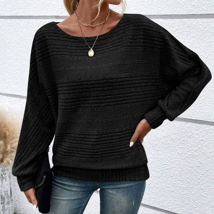 🌹Autumn Sale-50% Off🌹Solid Round-Neck Striped Top with Long Sleeves
