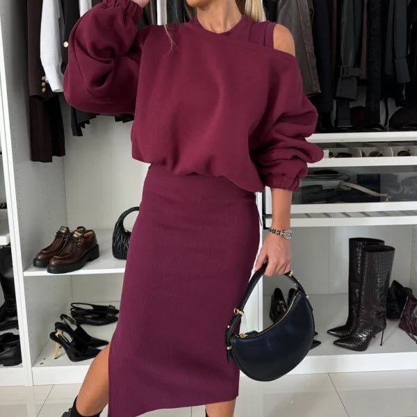 💃HOT SALE 50% OFF🍂Women's Sweatshirt & Sleeveless Dress 2-Piece Set
