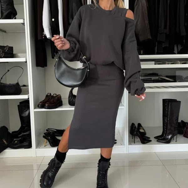 💃HOT SALE 50% OFF🍂Women's Sweatshirt & Sleeveless Dress 2-Piece Set