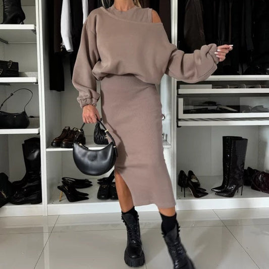 💃HOT SALE 50% OFF🍂Women's Sweatshirt & Sleeveless Dress 2-Piece Set