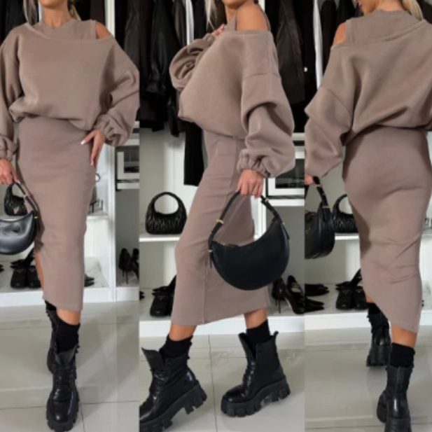 💃HOT SALE 50% OFF🍂Women's Sweatshirt & Sleeveless Dress 2-Piece Set