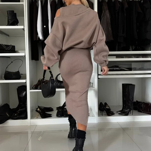 💃HOT SALE 50% OFF🍂Women's Sweatshirt & Sleeveless Dress 2-Piece Set