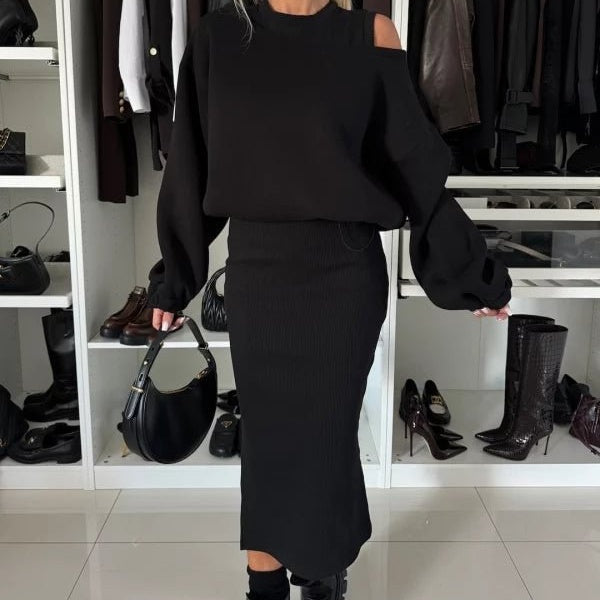💃HOT SALE 50% OFF🍂Women's Sweatshirt & Sleeveless Dress 2-Piece Set