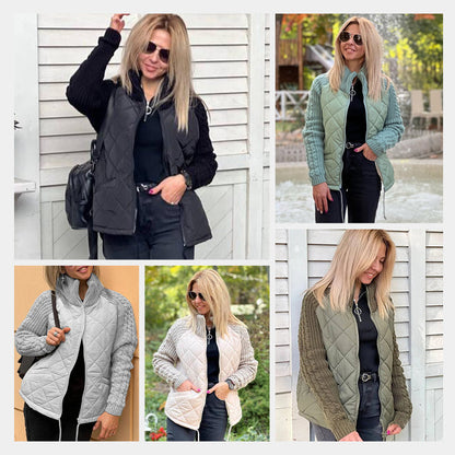 🎁 Hot Sale 50% OFF 🔥2025 New Women's Knit Patchwork Puffy Jacket