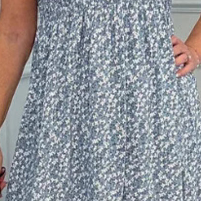 🎉🛍️Hot Promotion 68% OFF💃Women's Elegant Floral Print High-Waisted Ruffle Cap Sleeve Dress