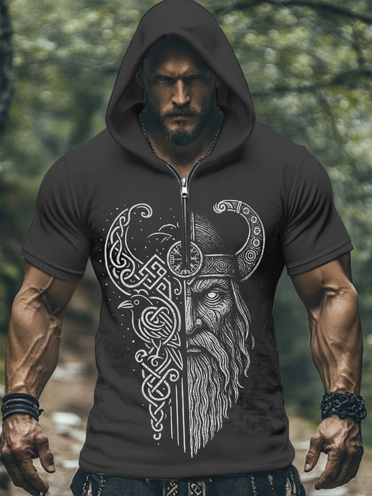Men's Loose Basic V-Neck Printed Short Sleeve T-Shirt
