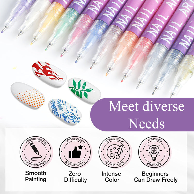 🎁12 Colors Nail Art Pens Set