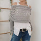 Women’s Cut-out Knitted Shawl with Double Sleeves