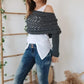 Women’s Cut-out Knitted Shawl with Double Sleeves