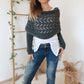 Women’s Cut-out Knitted Shawl with Double Sleeves