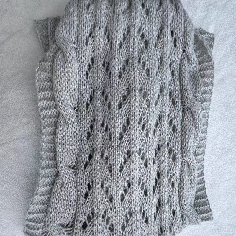 Women’s Cut-out Knitted Shawl with Double Sleeves