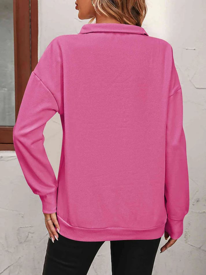 🔥Last Day Sale 49%🔥Womens Zip-Up Dropped Shoulder Sweatshirt