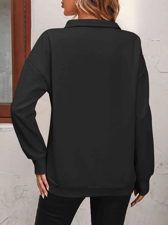 🔥Last Day Sale 49%🔥Womens Zip-Up Dropped Shoulder Sweatshirt