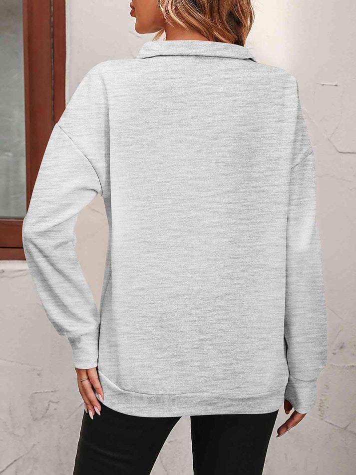 🔥Last Day Sale 49%🔥Womens Zip-Up Dropped Shoulder Sweatshirt