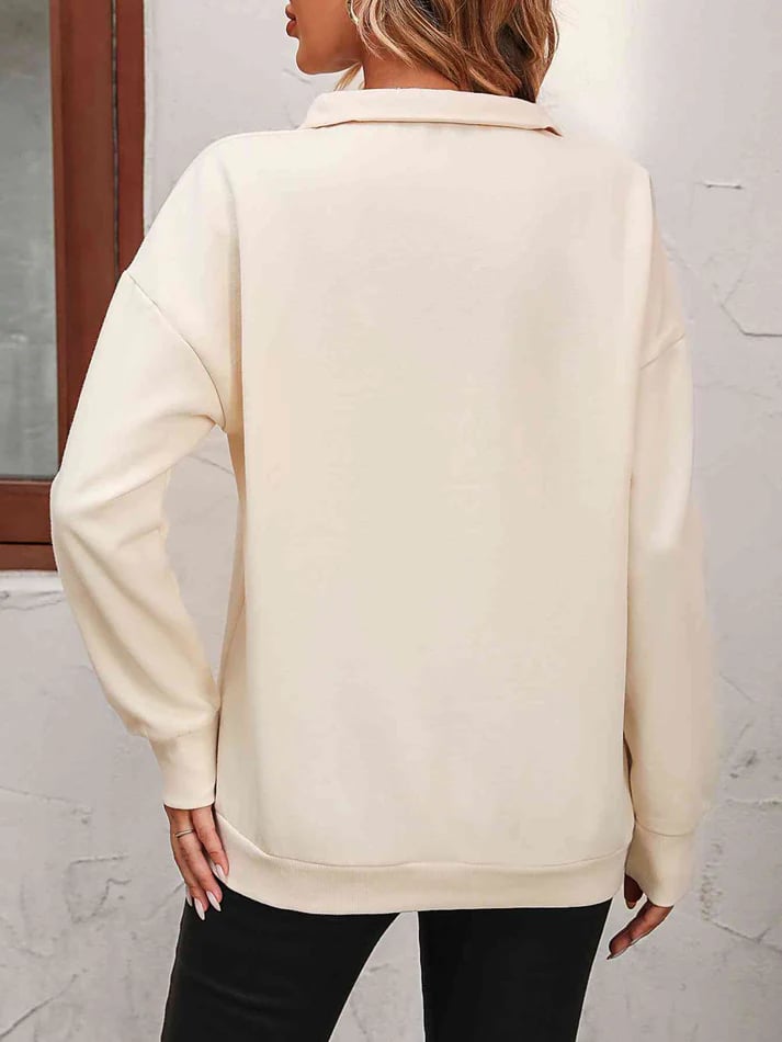 🔥Last Day Sale 49%🔥Womens Zip-Up Dropped Shoulder Sweatshirt