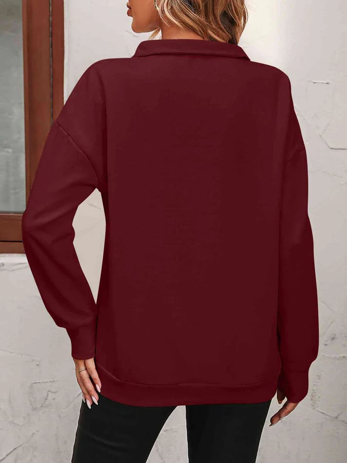 🔥Last Day Sale 49%🔥Womens Zip-Up Dropped Shoulder Sweatshirt