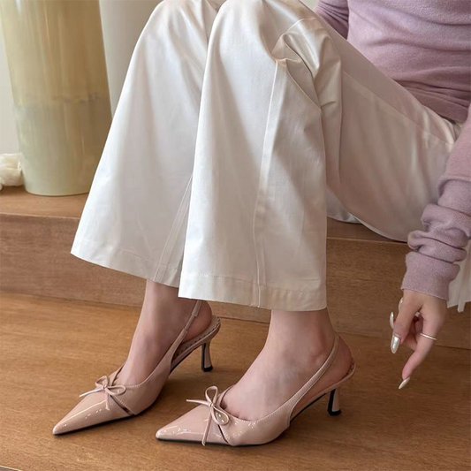 Women's Pointed Toe Slingback Mid Heel Sandals