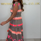 Women's Loose V-Neck Vintage Stripe Pattern Sleeveless Dress
