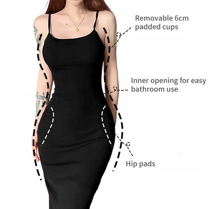 Solid Slim-Fit Spaghetti Strap Dress