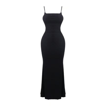 Solid Slim-Fit Spaghetti Strap Dress