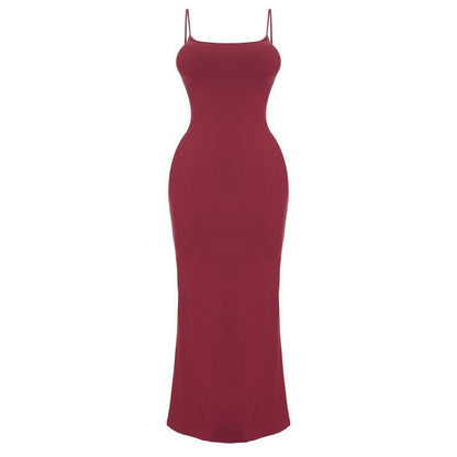 Solid Slim-Fit Spaghetti Strap Dress