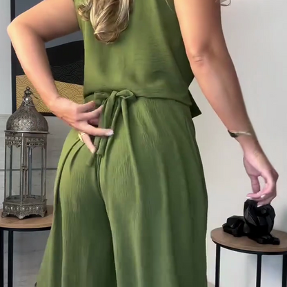 Women’s Wide-Leg Stretchy Pants with Drawstring Waist
