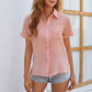 Women's Trendy Short Sleeve Loose Fit Shirt with Pocket