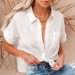 Women's Trendy Short Sleeve Loose Fit Shirt with Pocket