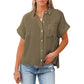 Women's Trendy Short Sleeve Loose Fit Shirt with Pocket