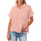 Women's Trendy Short Sleeve Loose Fit Shirt with Pocket