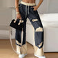 🍁Early Autumn Special Offer✨Patchwork Denim Elastic Drawstring Wide-Leg Pants